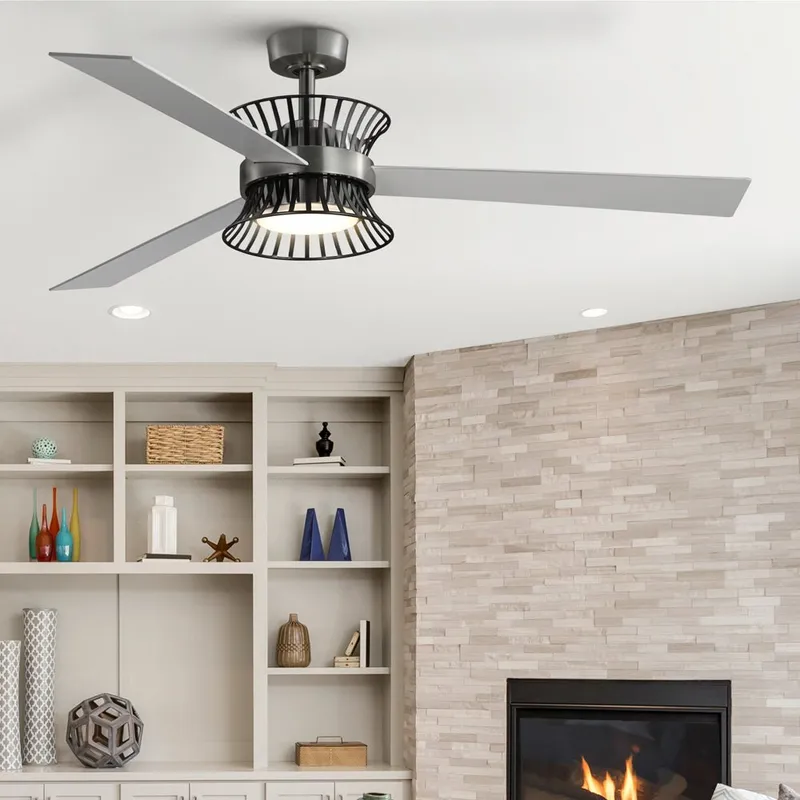 UHP9500 Bohemian Indoor Ceiling Fan, 14-3/4''H x 55-5/16"W x 55-5/16''D, Brushed Nickel Finish, Darlinghurst Collection — Urban Ambiance LED Post Top Lights 20.0W 3000K