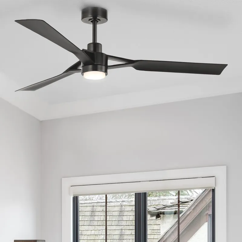 UHP9492 Industrial Indoor Ceiling Fan, 13-9/16''H x 60"W x 60''D, Matte Black Finish, Perth Collection — Urban Ambiance LED Post Top Lights 20.0W 3000K