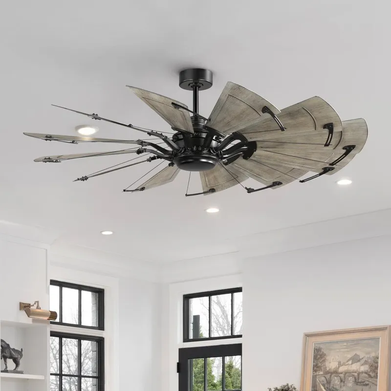 UHP9475 Tuscan Indoor Ceiling Fan, 16-1/46''H x 60"W x 60''D, Matte Black Finish, Saybrook Collection — Urban Ambiance LED Lighting Accessories  3000K