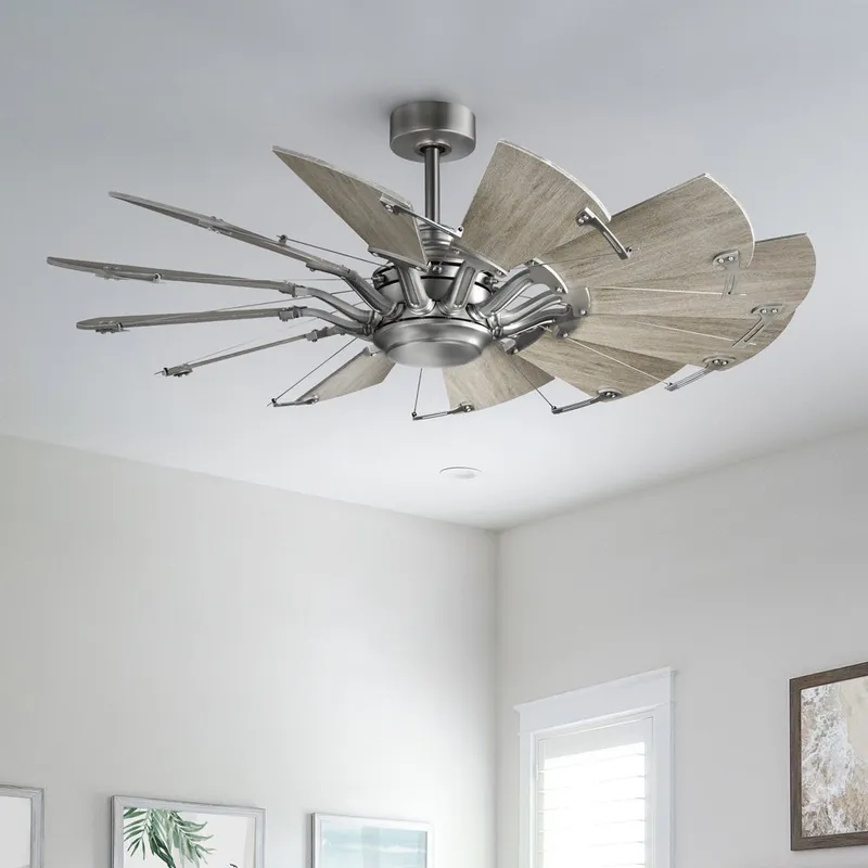 UHP9473 Tuscan Indoor Ceiling Fan, 17-3/8''H x 52"W x 52''D, Antique Nickel Finish, Saybrook Collection — Urban Ambiance LED Lighting Accessories  3000K