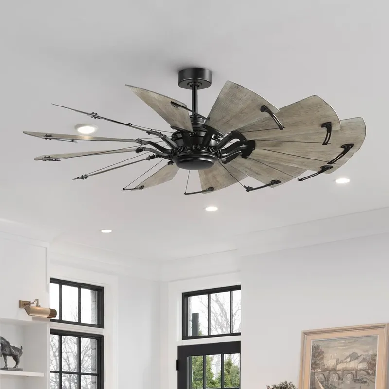 UHP9472 Tuscan Indoor Ceiling Fan, 17-3/8''H x 60"W x 60''D, Matte Black Finish, Saybrook Collection — Urban Ambiance LED Lighting Accessories  3000K