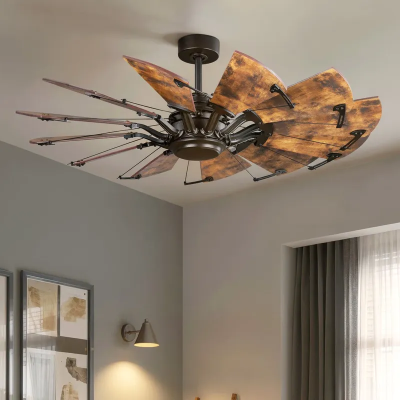 UHP9471 Tuscan Indoor Ceiling Fan, 17-3/8''H x 52"W x 52''D, Architectural Bronze Finish, Saybrook Collection — Urban Ambiance LED Lighting Accessories  3000K