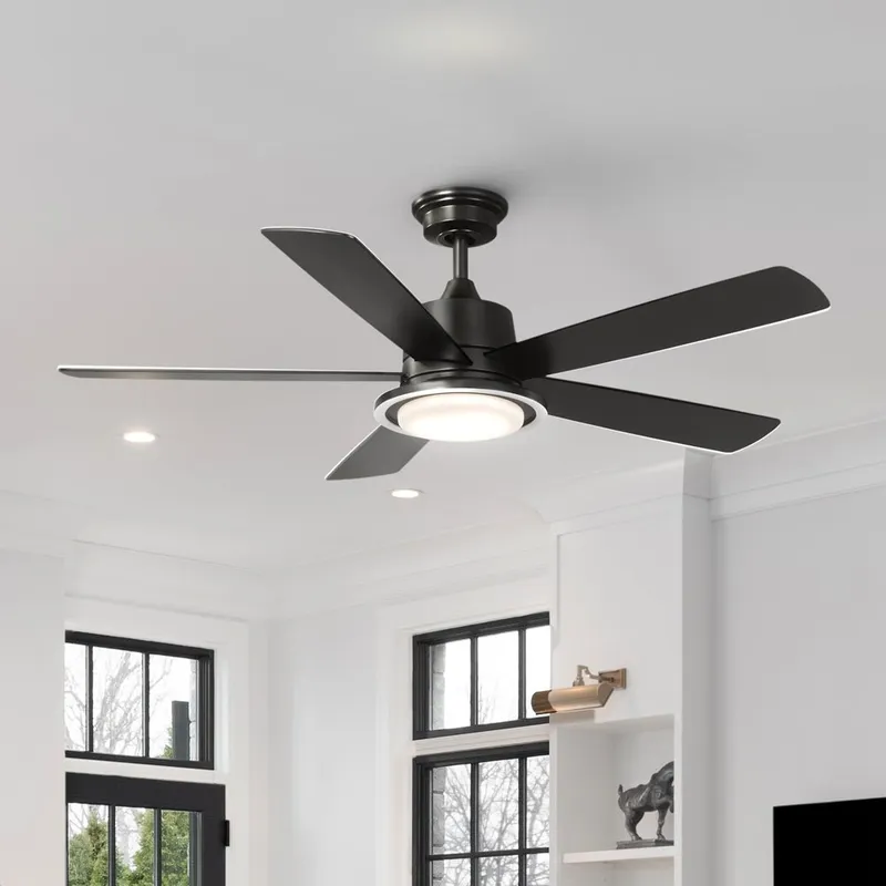 UHP9462 New Traditional Indoor Ceiling Fan, 14-3/4''H x 52"W x 52''D, Matte Black Finish, Yoxford Collection — Urban Ambiance LED Post Top Lights 20.0W 2700K