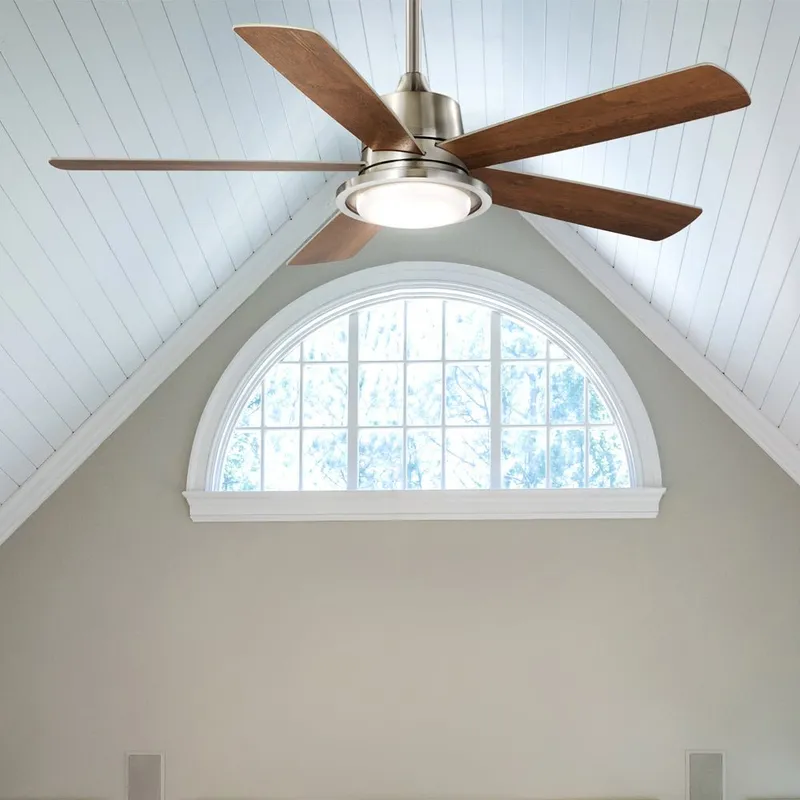 UHP9461 New Traditional Indoor Ceiling Fan, 14-3/4''H x 52"W x 52''D, Brushed Nickel Finish, Yoxford Collection — Urban Ambiance LED Post Top Lights 20.0W 2700K