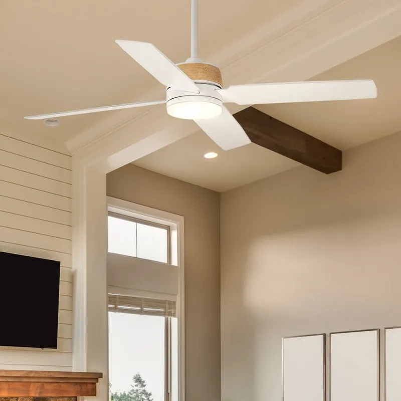 UHP9450 Modern Farmhouse Indoor Ceiling Fan, 15-1/2''H x 56"W x 56''D, Satin White Finish, Ankara Collection — Urban Ambiance LED Post Top Lights 18.0W 3000K