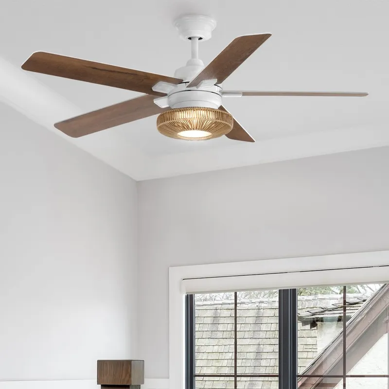 UHP9440 Coastal Indoor Ceiling Fan, 16''H x 52"W x 52''D, Satin White Finish, Hagen Collection — Urban Ambiance LED Post Top Lights 18.0W 3000K