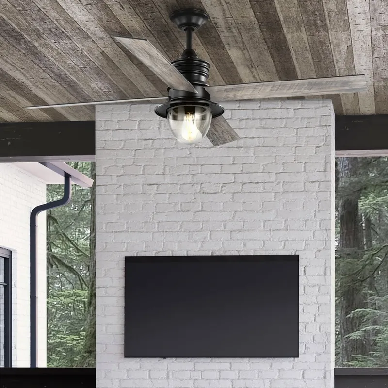 UHP9432 Glam Indoor/Outdoor Ceiling Fan, 21-11/16''H x 56"W x 56''D, Matte Black Finish, Harrisburg Collection — Urban Ambiance LED Post Top Lights 7.0W 3000K