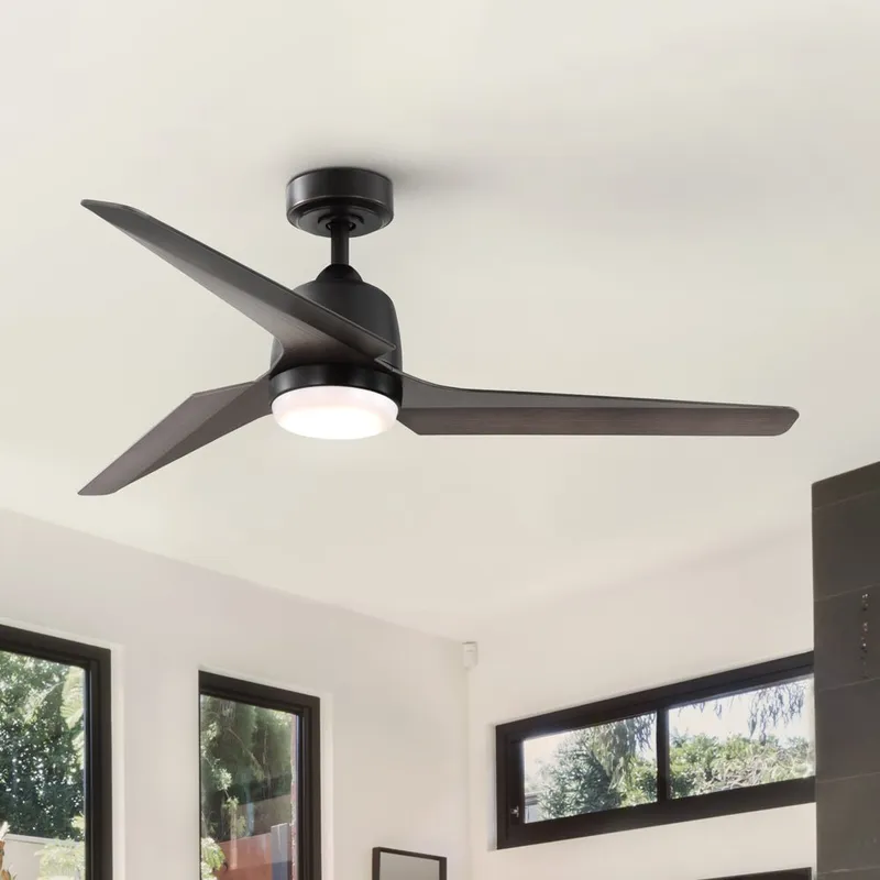 UHP9392 Transitional Indoor Ceiling Fan, 13-3/4''H x 52"W x 52''D, Matte Black Finish, Oakes Collection — Urban Ambiance LED Post Top Lights 18.0W 3000K