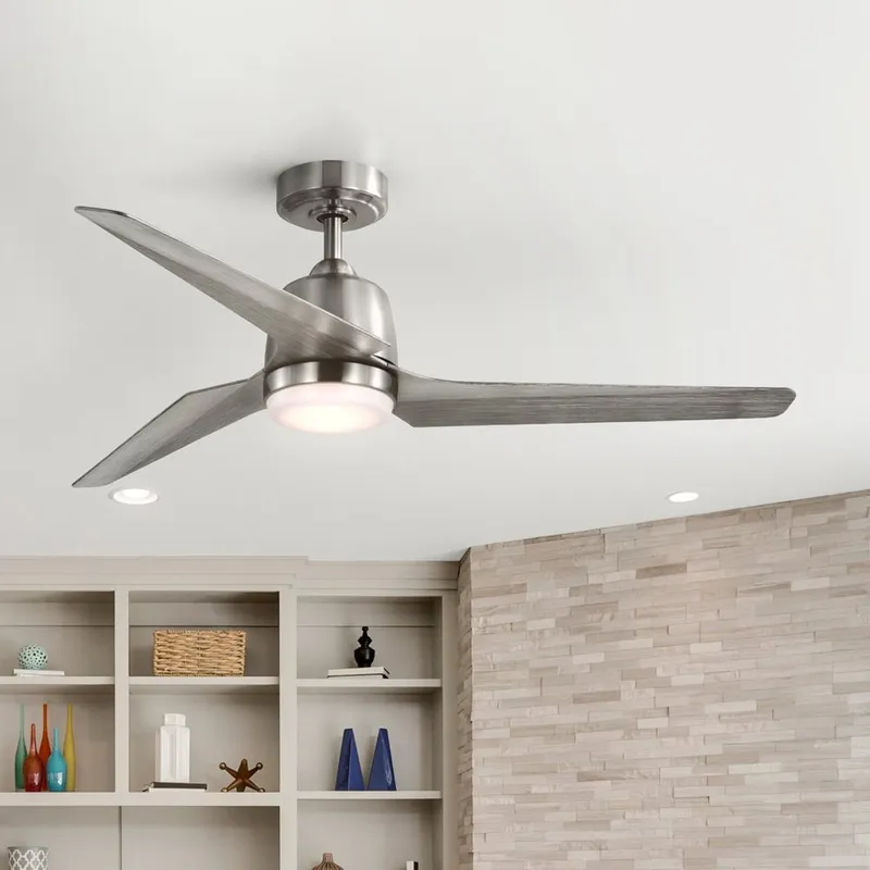 UHP9390 Transitional Indoor Ceiling Fan, 13-3/4''H x 52"W x 52''D, Brushed Nickel Finish, Oakes Collection — Urban Ambiance LED Post Top Lights 18.0W 3000K