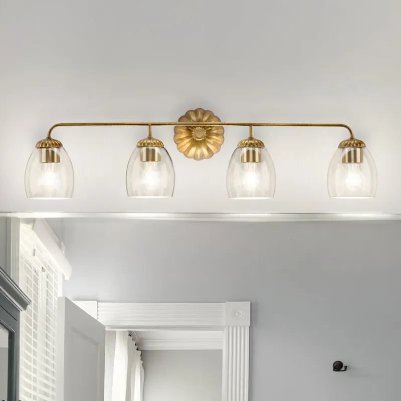 UHP5067 French Country Indoor Bath Light, 8-1/2''H x 6-5/8"W x 33-5/8''D, Gold Ombre Finish, Darmstadt Collection — Urban Ambiance LED Linear Lights 60.0W 3000K