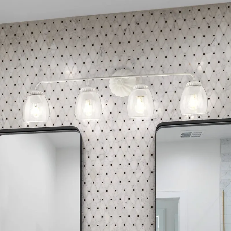 UHP5066 French Country Indoor Bath Light, 8-1/2''H x 6-5/8"W x 33-5/8''D, White Plaster Finish, Darmstadt Collection — Urban Ambiance LED Linear Lights 60.0W 3000K