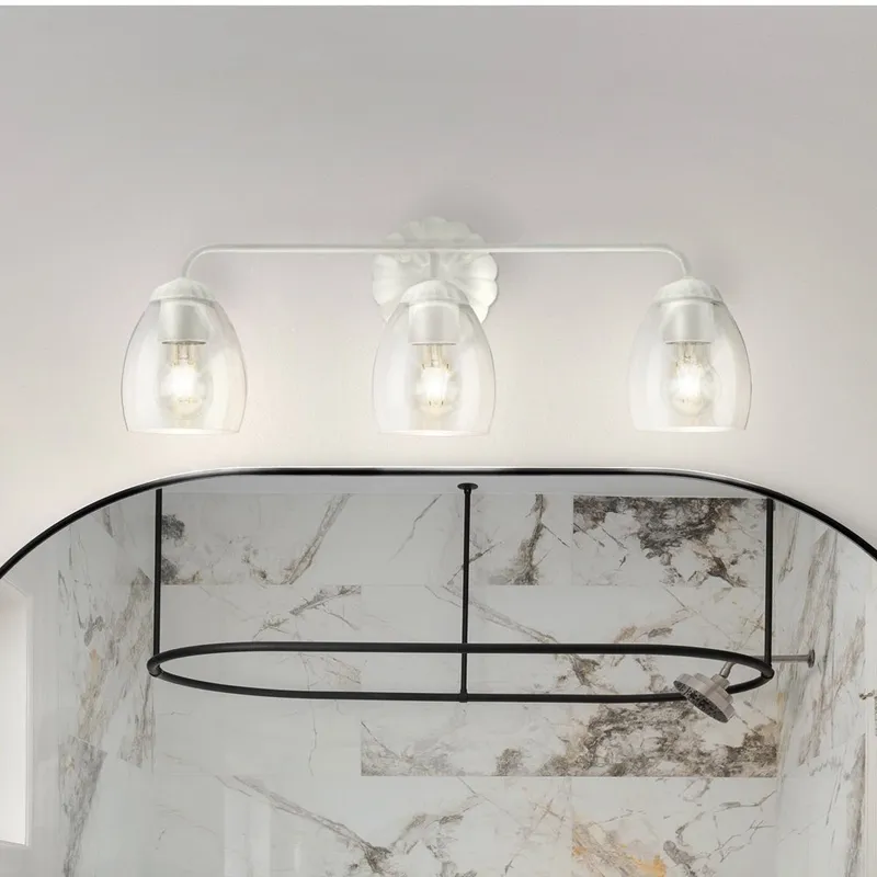 UHP5064 French Country Indoor Bath Light, 8-1/2''H x 6-5/8"W x 23-7/8''D, White Plaster Finish, Darmstadt Collection — Urban Ambiance LED Linear Lights 60.0W 3000K