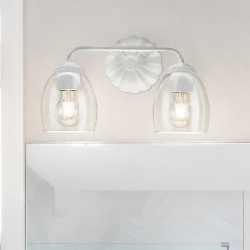 UHP5062 French Country Indoor Bath Light, 8-1/2''H x 6-5/8"W x 14-1/2''D, White Plaster Finish, Darmstadt Collection — Urban Ambiance LED Smart & Connected Lighting 60.0W 3000K