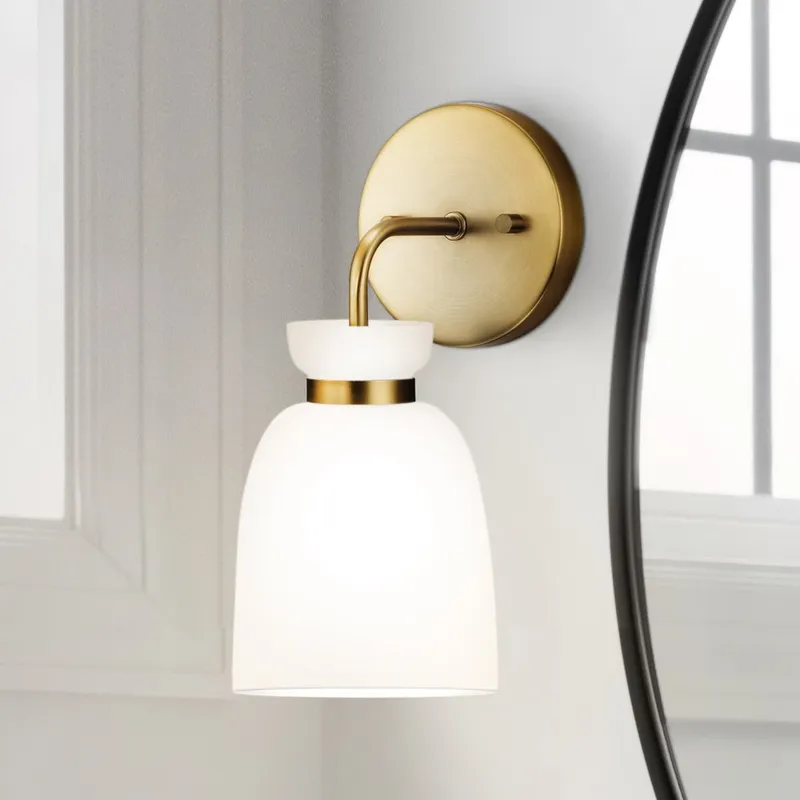 UHP5001 Minimalist Indoor Bath Light, 11''H x 6-5/8"W x 5-1/8''D, Brushed Gold Finish, Underwood Collection — Urban Ambiance LED Smart & Connected Lighting 100.0W 3000K
