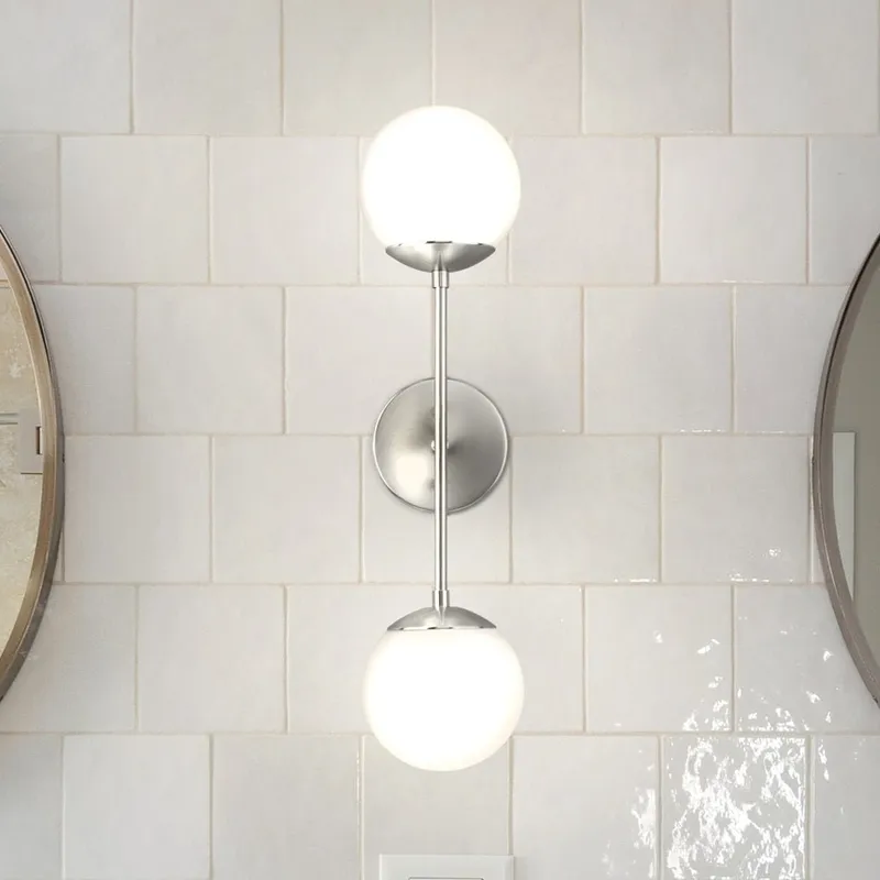 UHP4983 Mid Century Modern Indoor Wall Sconce, 24''H x 7-1/8"W x 5-7/8''D, Brushed Nickel Finish, Cologne Collection — Urban Ambiance LED Wall Lights 60.0W 3000K