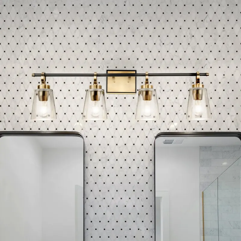 UHP4947 Classic Indoor Bath Light, 9-1/8''H x 6-5/8"W x 33-7/8''D, Vintage Brass Finish, Norfolk Collection — Urban Ambiance LED Linear Lights 60.0W 3000K