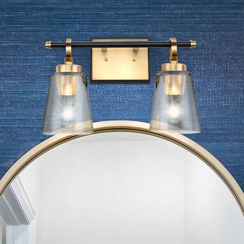 UHP4943 Classic Indoor Bath Light, 9-1/8''H x 6-5/8"W x 14-1/2''D, Vintage Brass Finish, Norfolk Collection — Urban Ambiance LED Smart & Connected Lighting 60.0W 3000K