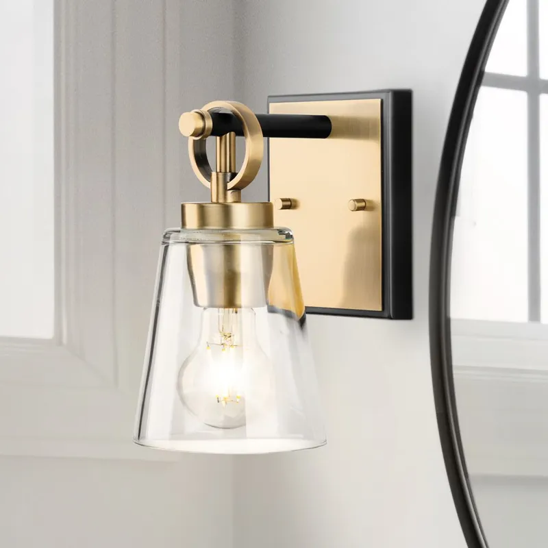 UHP4941 Classic Indoor Bath Light, 9-1/8''H x 6-5/8"W x 4-3/4''D, Vintage Brass Finish, Norfolk Collection — Urban Ambiance LED Smart & Connected Lighting 60.0W 3000K