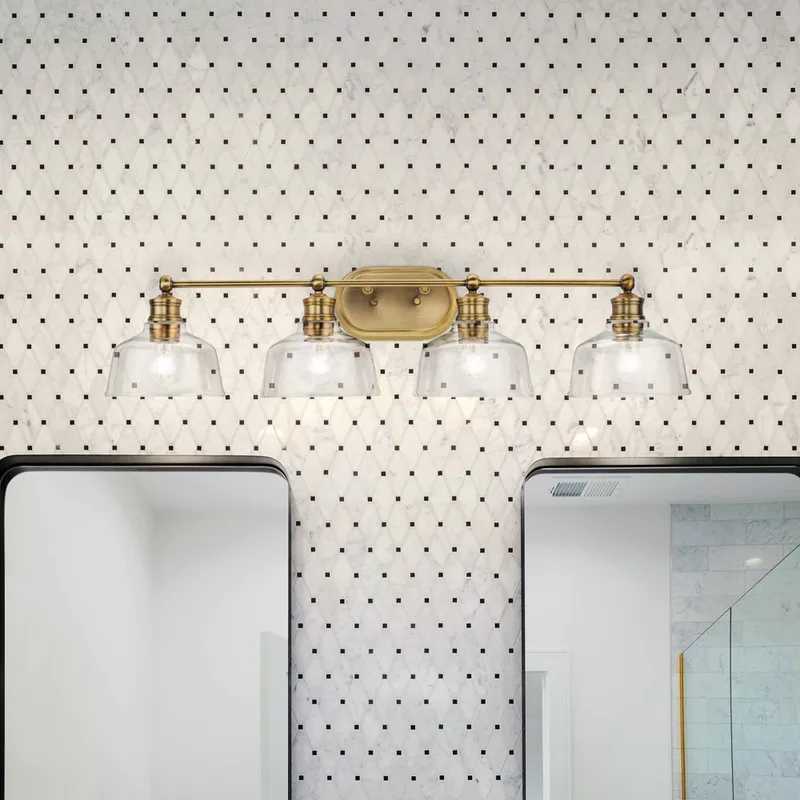 UHP4880 Vintage Indoor Bath Light, 8''H x 9"W x 36''D, Vintage Brass Finish, Lubbock Collection — Urban Ambiance LED Linear Lights 60.0W 3000K
