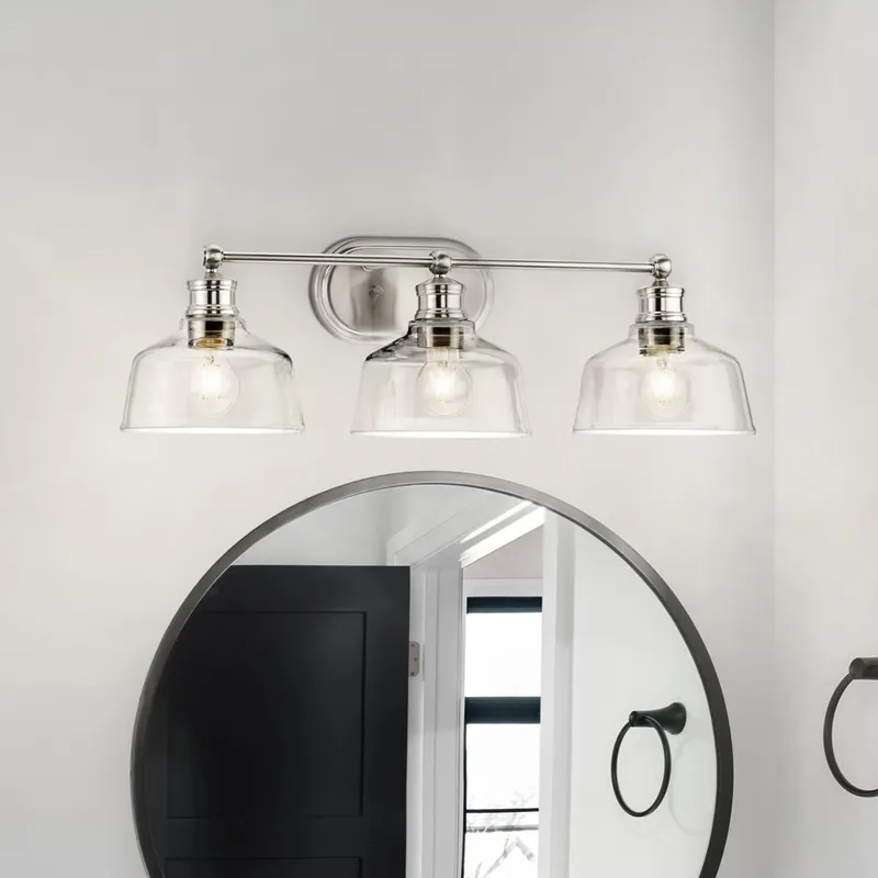 UHP4876 Vintage Indoor Bath Light, 8''H x 9"W x 26-1/2''D, Brushed Nickel Finish, Lubbock Collection — Urban Ambiance LED Linear Lights 60.0W 3000K