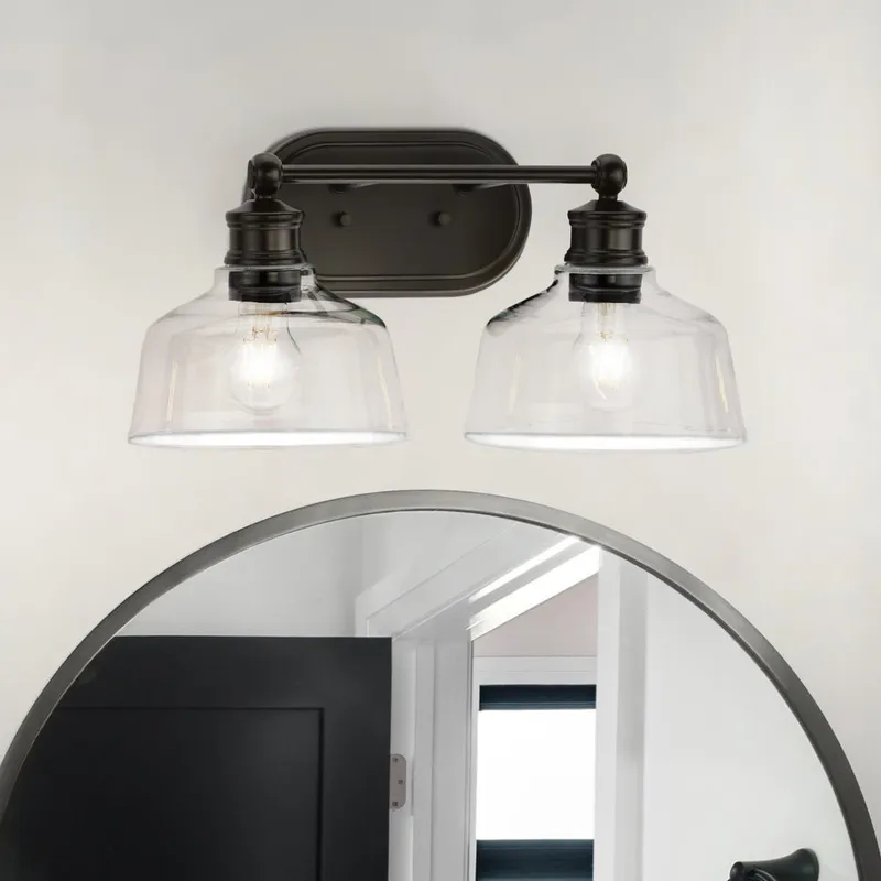 UHP4875 Vintage Indoor Bath Light, 8''H x 9"W x 17''D, Matte Black Finish, Lubbock Collection — Urban Ambiance LED Smart & Connected Lighting 60.0W 3000K