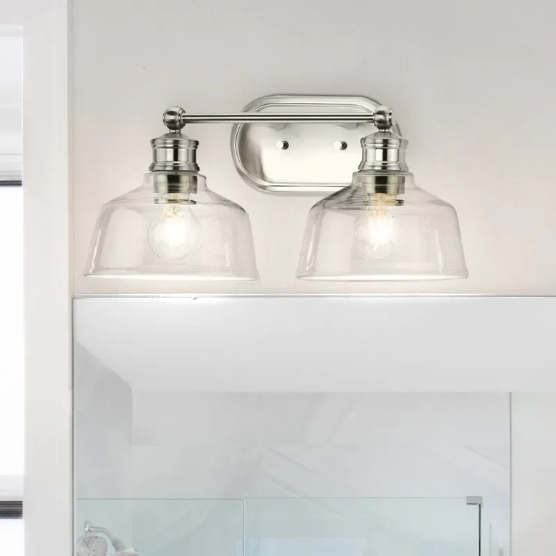 UHP4873 Vintage Indoor Bath Light, 8''H x 9"W x 17''D, Brushed Nickel Finish, Lubbock Collection — Urban Ambiance LED Smart & Connected Lighting 60.0W 3000K