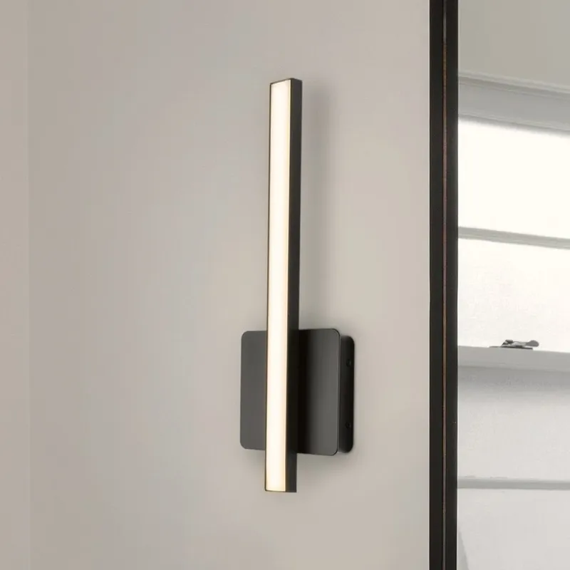 UHP4817 Minimalist Indoor Bath Light, 16''H x 2.09"W x 4-13/164''D, Matte Black Finish, Mandan Collection — Urban Ambiance LED Smart & Connected Lighting 11.0W 3000K