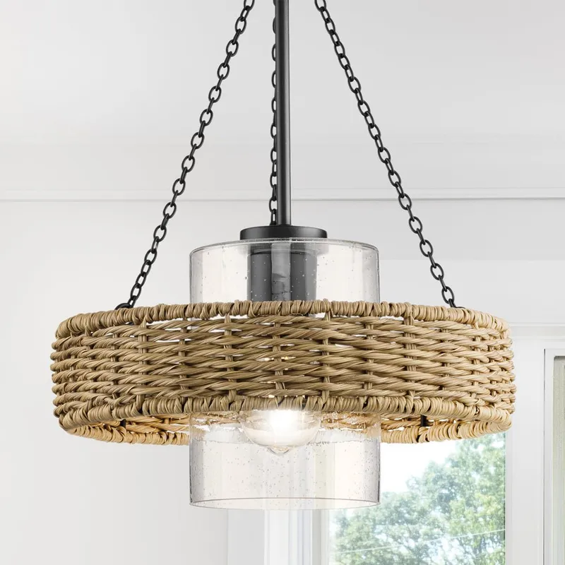 UHP4780 Casual Indoor Pendant, 18-1/2''H x 14"W x 14''D, Matte Black Finish, Bexley Collection — Urban Ambiance LED Landscape Lights 60.0W 3000K