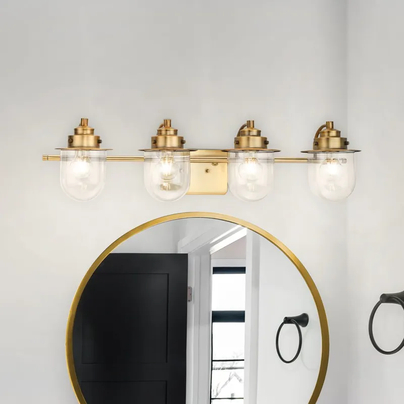 UHP4750 Nautical Indoor Bath Light, 8''H x 7-1/2"W x 32-1/2''D, Vintage Brass Finish, Napoleon Collection — Urban Ambiance LED Linear Lights 60.0W 3000K