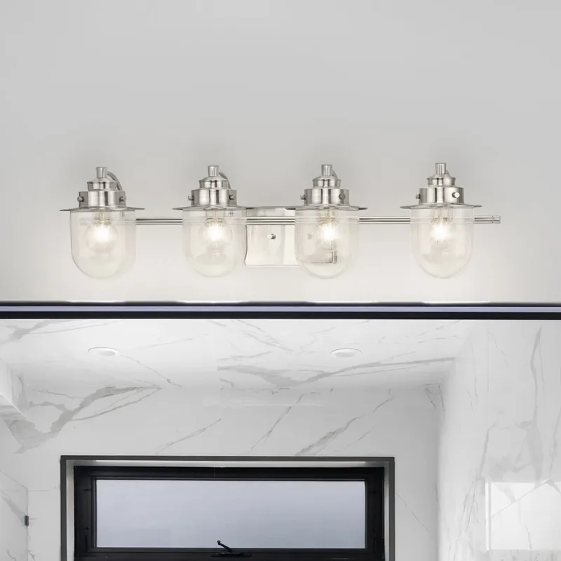 UHP4749 Nautical Indoor Bath Light, 8''H x 7-1/2"W x 32-1/2''D, Brushed Nickel Finish, Napoleon Collection — Urban Ambiance LED Linear Lights 60.0W 3000K