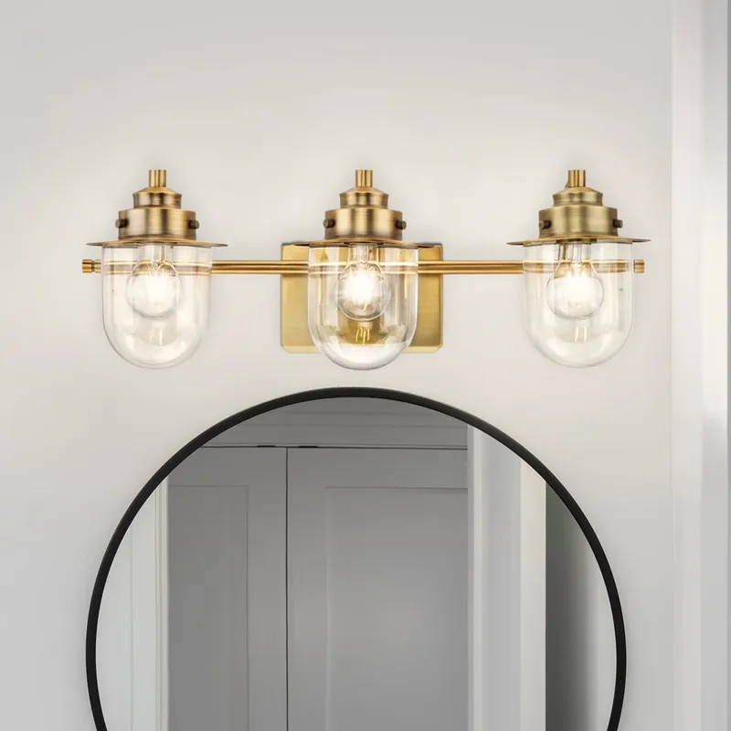 UHP4747 Nautical Indoor Bath Light, 8''H x 7-1/2"W x 24''D, Vintage Brass Finish, Napoleon Collection — Urban Ambiance LED Linear Lights 60.0W 3000K