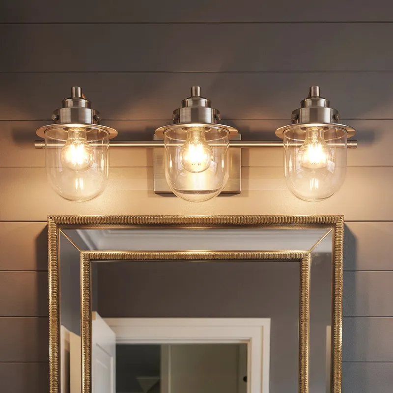 UHP4746 Nautical Indoor Bath Light, 8''H x 7-1/2"W x 24''D, Brushed Nickel Finish, Napoleon Collection — Urban Ambiance LED Linear Lights 60.0W 3000K