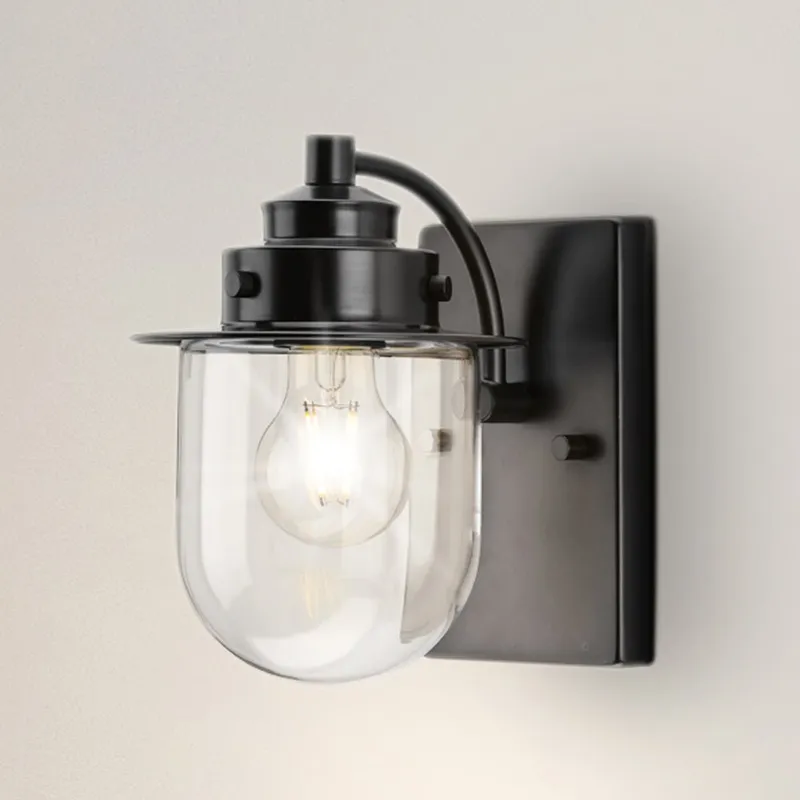 UHP4742 Nautical Indoor Bath Light, 8''H x 7-1/2"W x 5-7/8''D, Matte Black Finish, Napoleon Collection — Urban Ambiance LED Smart & Connected Lighting 60.0W 3000K