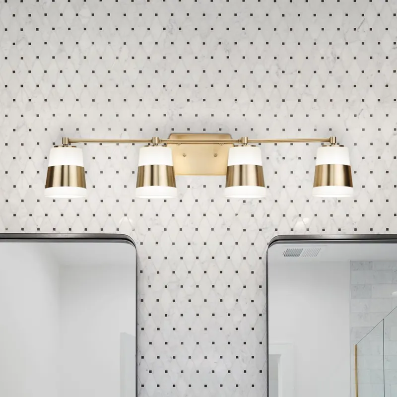 UHP4650 Modern Indoor Bath Light, 7''H x 6-3/4"W x 34''D, Vintage Brass Finish, Rheine Collection — Urban Ambiance LED Linear Lights 100.0W 3000K