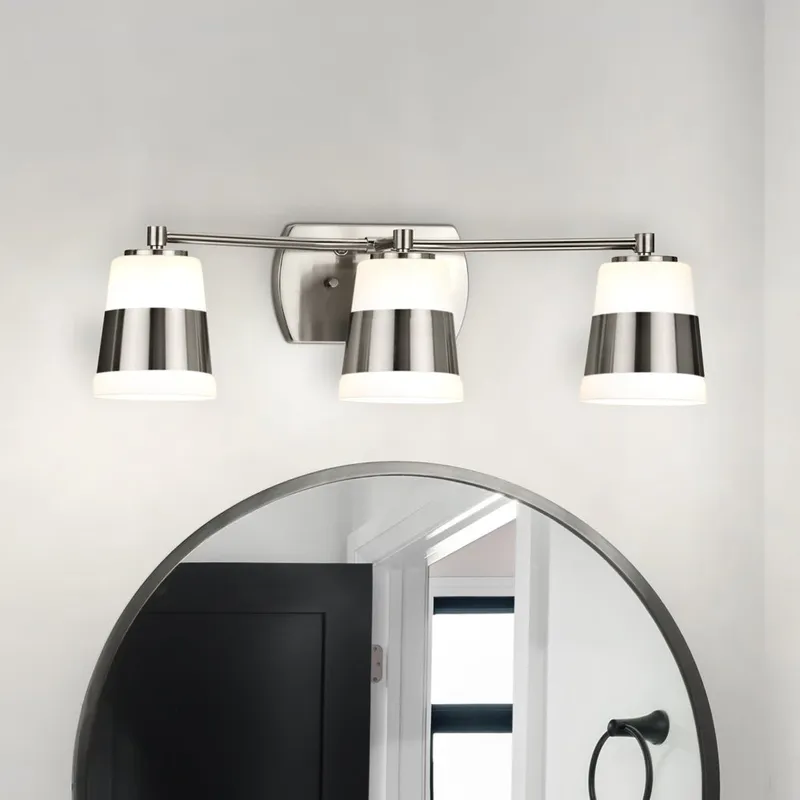 UHP4646 Modern Indoor Bath Light, 7''H x 6-3/4"W x 24''D, Brushed Nickel Finish, Rheine Collection — Urban Ambiance LED Linear Lights 100.0W 3000K