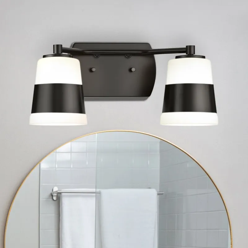 UHP4645 Modern Indoor Bath Light, 7''H x 6-3/4"W x 16''D, Matte Black Finish, Rheine Collection — Urban Ambiance LED Smart & Connected Lighting 100.0W 3000K