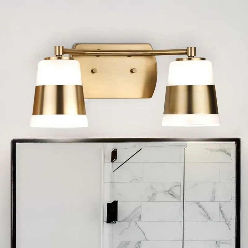 UHP4644 Modern Indoor Bath Light, 7''H x 6-3/4"W x 16''D, Vintage Brass Finish, Rheine Collection — Urban Ambiance LED Smart & Connected Lighting 100.0W 3000K