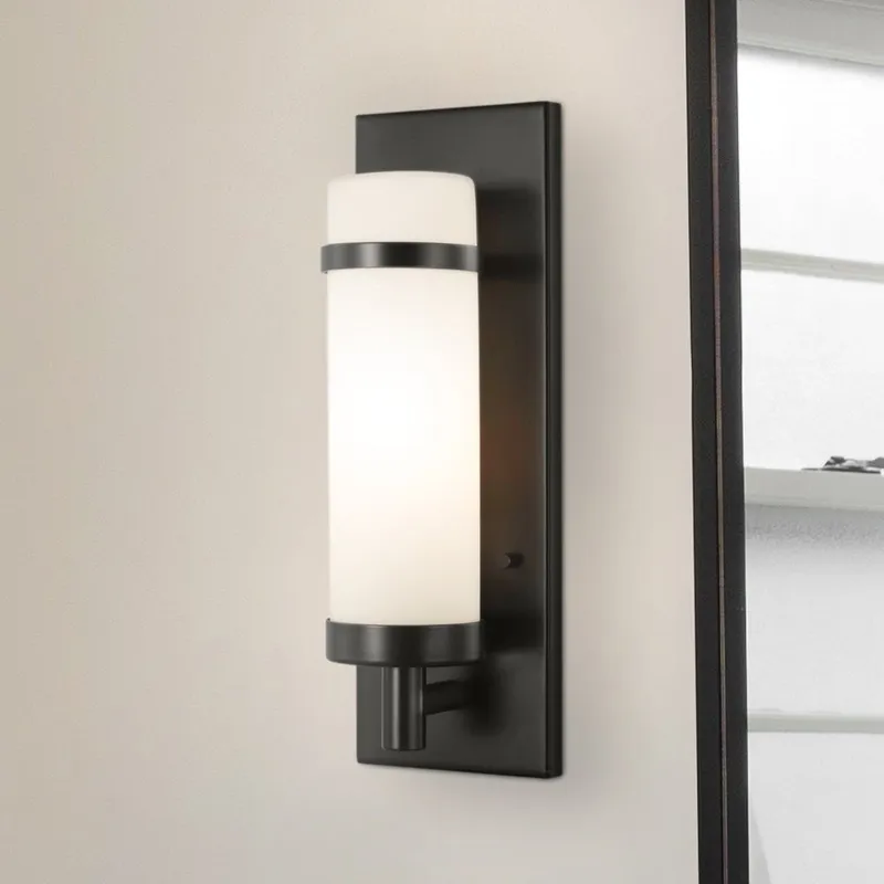 UHP4632 Mid Century Modern Indoor Wall Sconce, 13-1/2''H x 4"W x 4-1/2''D, Matte Black Finish, Busselton Collection — Urban Ambiance LED Wall Lights 60.0W 3000K