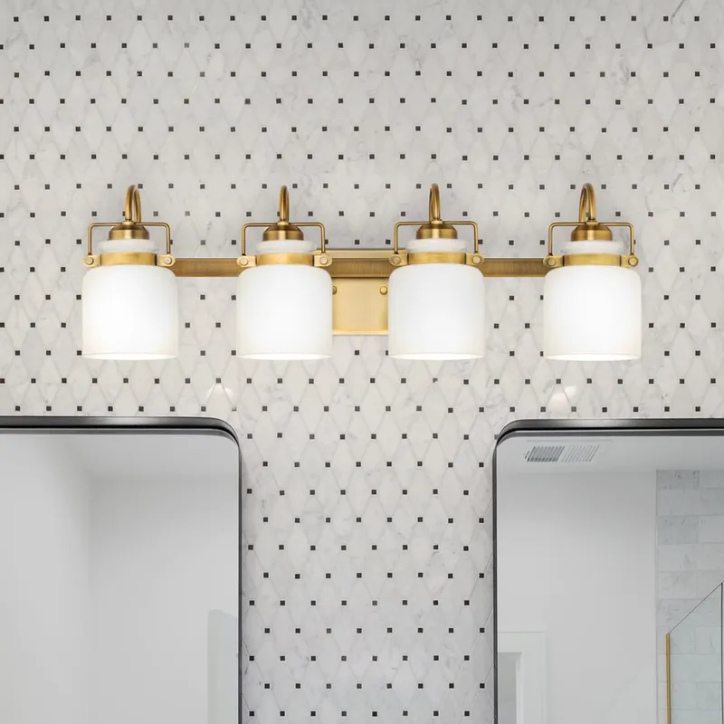 UHP4550 Transitional Indoor Bath Light, 9-1/8''H x 7-1/8"W x 29-1/8''D, Vintage Brass Finish, Bowman Collection — Urban Ambiance LED Linear Lights 60.0W 3000K