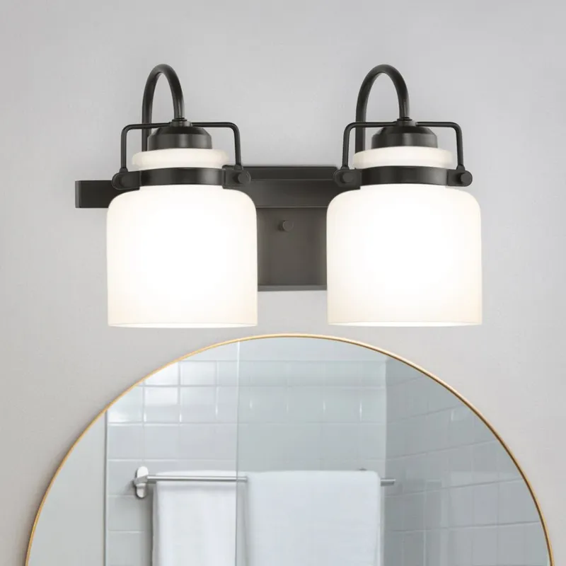 UHP4545 Transitional Indoor Bath Light, 9-1/8''H x 7-1/8"W x 13''D, Matte Black Finish, Bowman Collection — Urban Ambiance LED Smart & Connected Lighting 60.0W 3000K