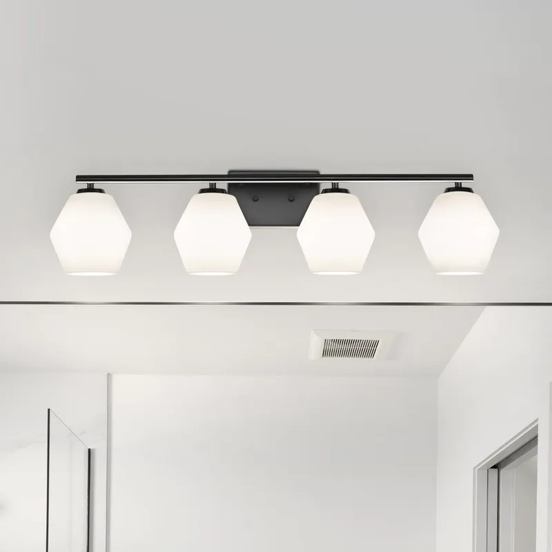 UHP4521 Mid Century Modern Indoor Bath Light, 7-1/2''H x 7"W x 33''D, Matte Black Finish, Roanoke Collection — Urban Ambiance LED Linear Lights 75.0W 3000K