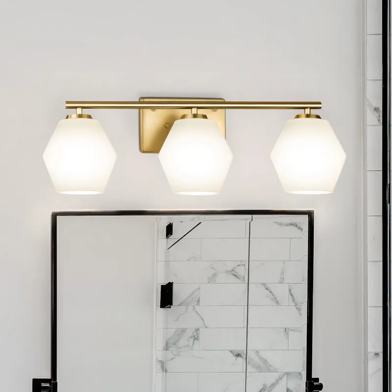 UHP4517 Mid Century Modern Indoor Bath Light, 7-1/2''H x 7"W x 24''D, Brushed Gold Finish, Roanoke Collection — Urban Ambiance LED Linear Lights 75.0W 3000K