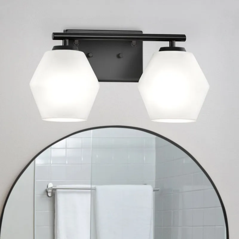 UHP4515 Mid Century Modern Indoor Bath Light, 7-1/2''H x 7"W x 15''D, Matte Black Finish, Roanoke Collection — Urban Ambiance LED Smart & Connected Lighting 75.0W 3000K