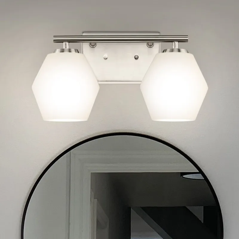 UHP4513 Mid Century Modern Indoor Bath Light, 7-1/2''H x 7"W x 15''D, Brushed Nickel Finish, Roanoke Collection — Urban Ambiance LED Smart & Connected Lighting 75.0W 3000K