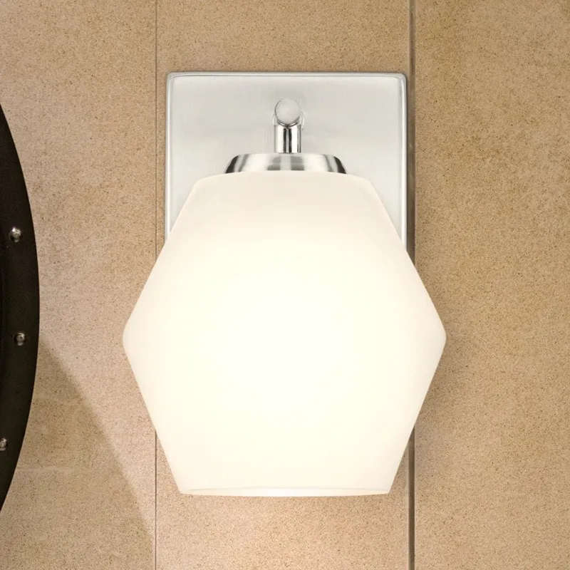 UHP4510 Mid Century Modern Indoor Bath Light, 8''H x 7"W x 6''D, Brushed Nickel Finish, Roanoke Collection — Urban Ambiance LED Smart & Connected Lighting 75.0W 3000K
