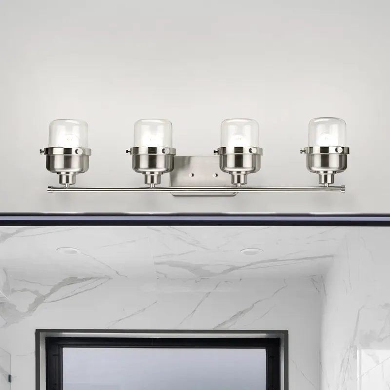 UHP4476 Industrial Indoor Bath Light, 8-3/8''H x 6-3/8"W x 33-3/4''D, Brushed Nickel Finish, Olympia Collection — Urban Ambiance LED Linear Lights 60.0W 3000K