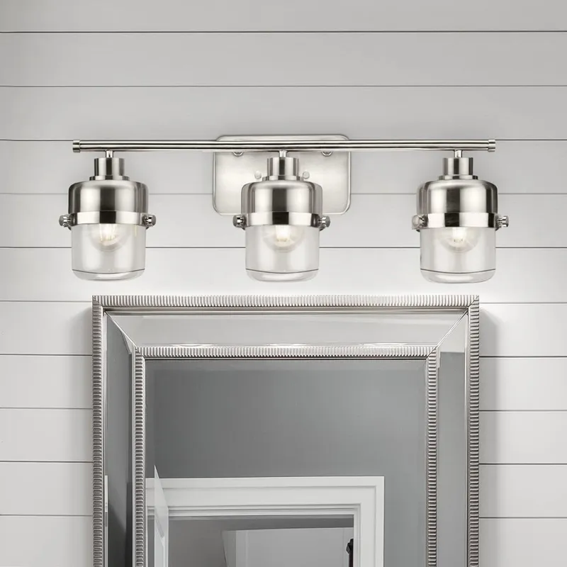 UHP4474 Industrial Indoor Bath Light, 8-3/8''H x 6-3/8"W x 24-1/8''D, Brushed Nickel Finish, Olympia Collection — Urban Ambiance LED Linear Lights 60.0W 3000K