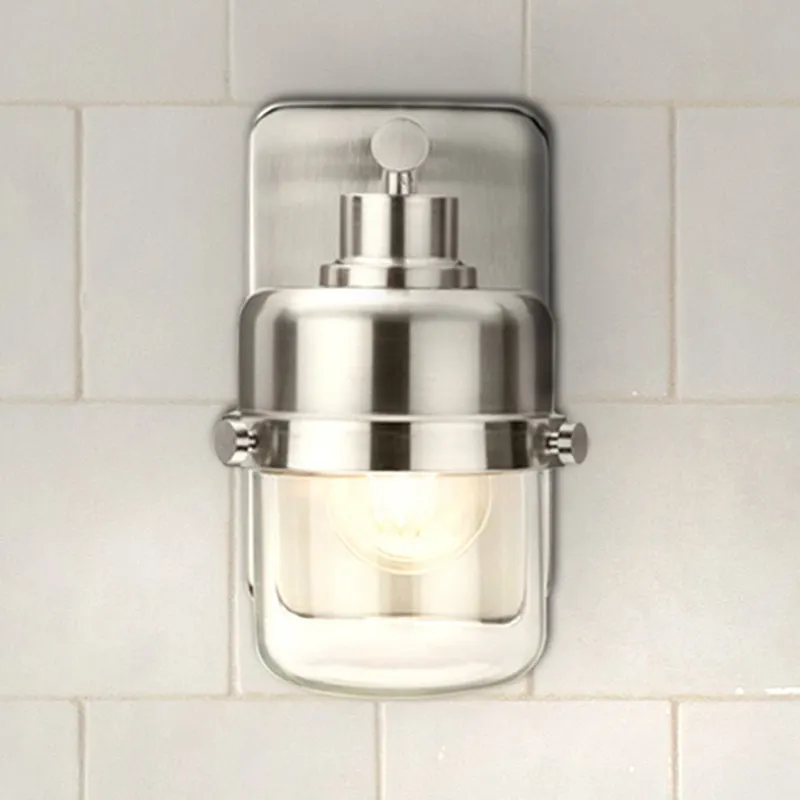 UHP4470 Industrial Indoor Bath Light, 8-5/8''H x 6-3/8"W x 5''D, Brushed Nickel Finish, Olympia Collection — Urban Ambiance LED Smart & Connected Lighting 60.0W 3000K