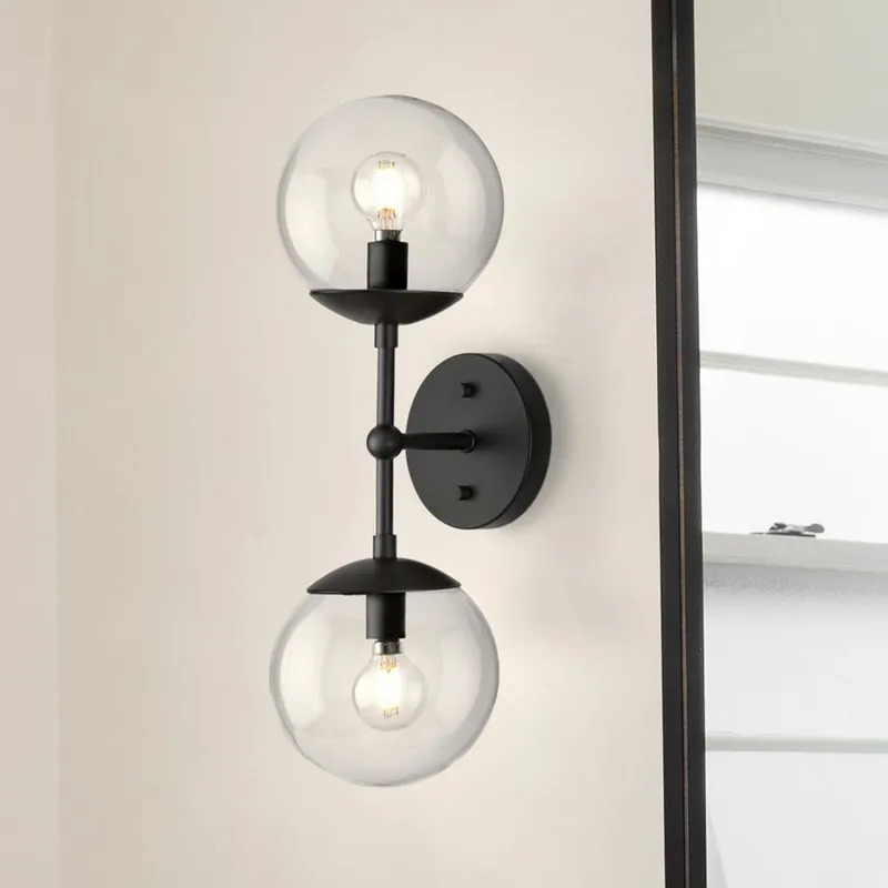 UHP4456 Mid Century Modern Indoor Wall Sconce, 18''H x 6-3/4"W x 5-7/8''D, Matte Black Finish, Canton Collection — Urban Ambiance LED Wall Lights 60.0W 3000K