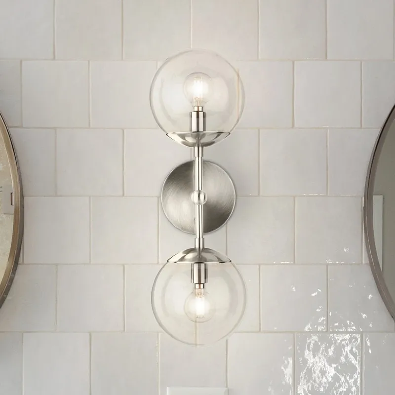 UHP4454 Mid Century Modern Indoor Wall Sconce, 18''H x 6-3/4"W x 5-7/8''D, Brushed Nickel Finish, Canton Collection — Urban Ambiance LED Wall Lights 60.0W 3000K